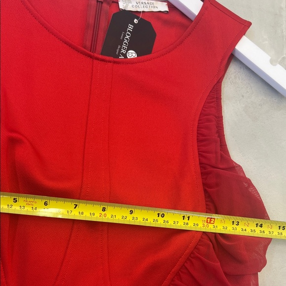 Versace Collection Red Ruched Mini Dress - Picture 5 of 9